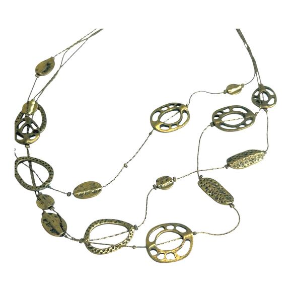 Brushed Dark Bronze Tone Layered Mixed Cut Out Accents Necklace - Picture 3 of 3